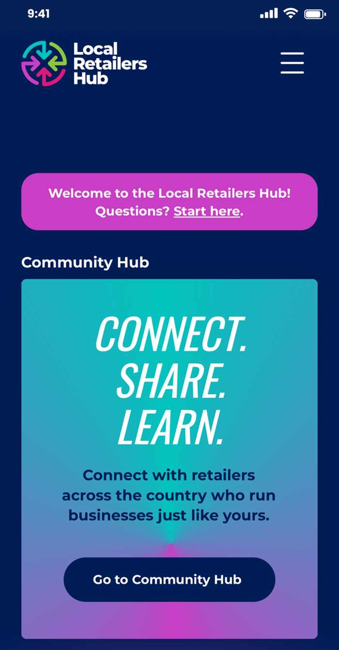 The Local Retailers Hub on a mobile phone